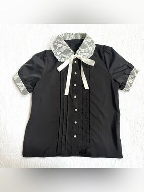 Mars Blouse Jirai Kei Ryosan Lolita Hearts Lace Tops Japan Idol White Black Bow